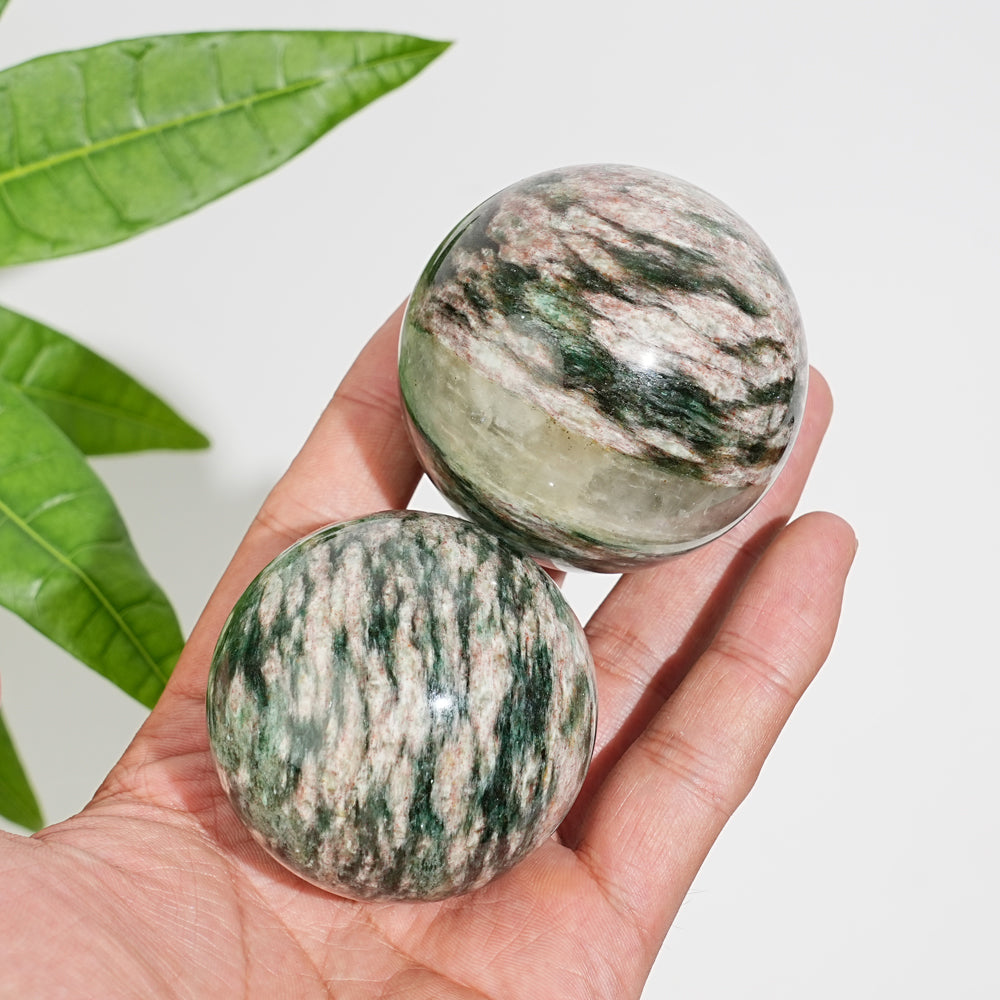 Natural Crystal Beautiful Fuchsite In Quartz Sphere