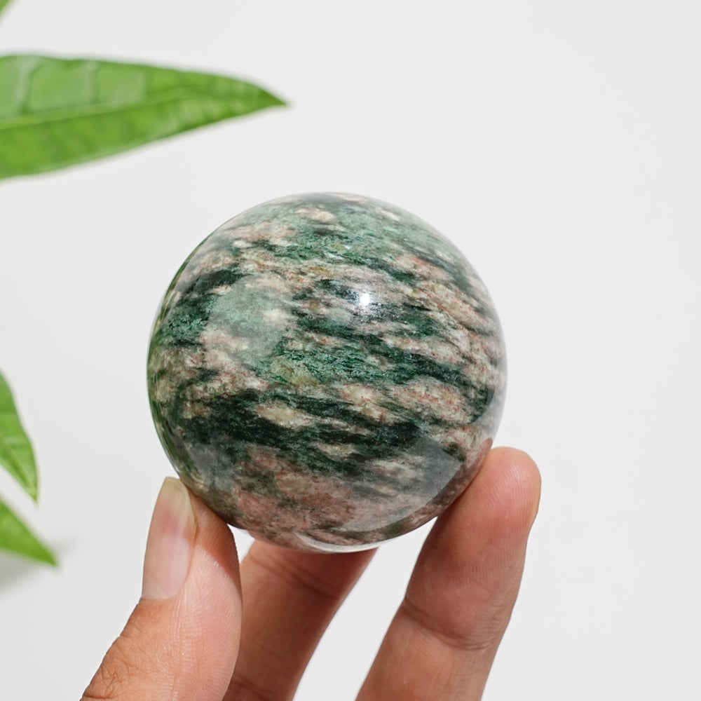 Natural Crystal Beautiful Fuchsite In Quartz Sphere