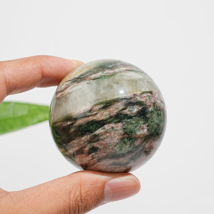 Natural Crystal Beautiful Fuchsite In Quartz Sphere