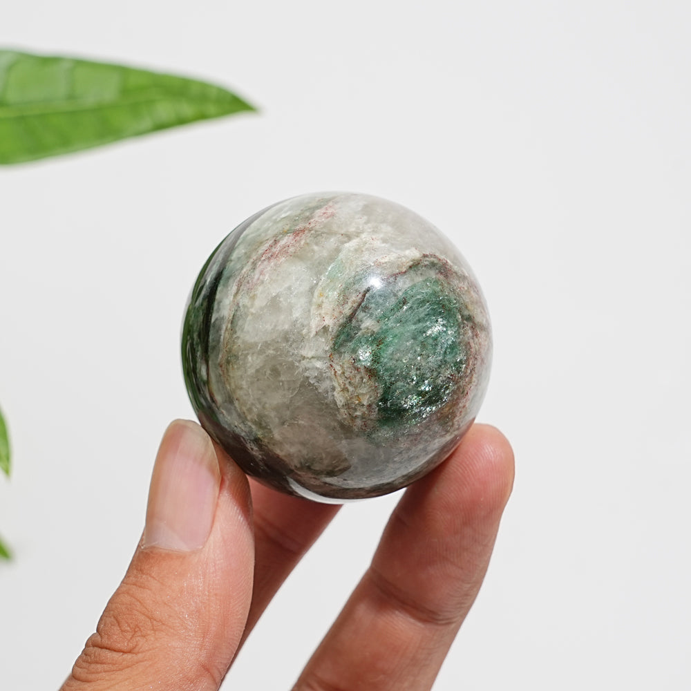 Natural Crystal Beautiful Fuchsite In Quartz Sphere