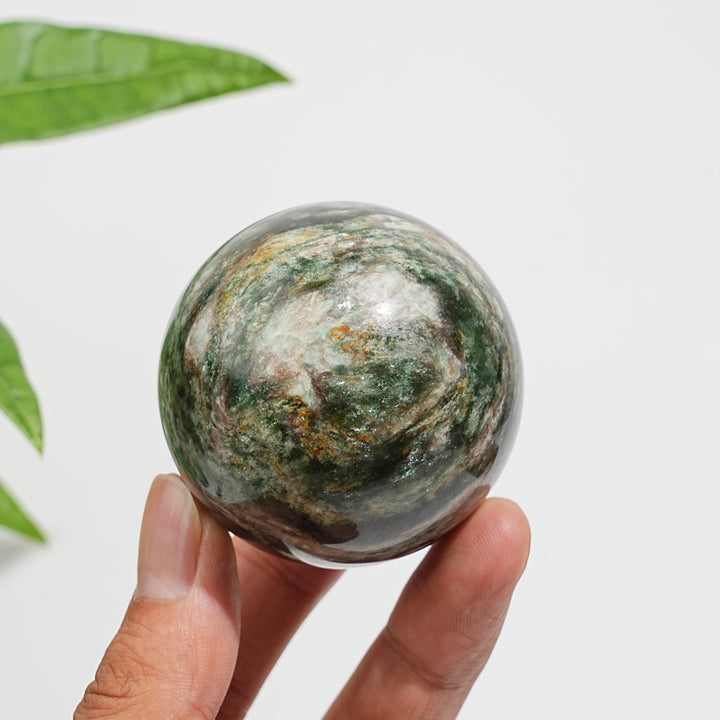Natural Crystal Beautiful Fuchsite In Quartz Sphere