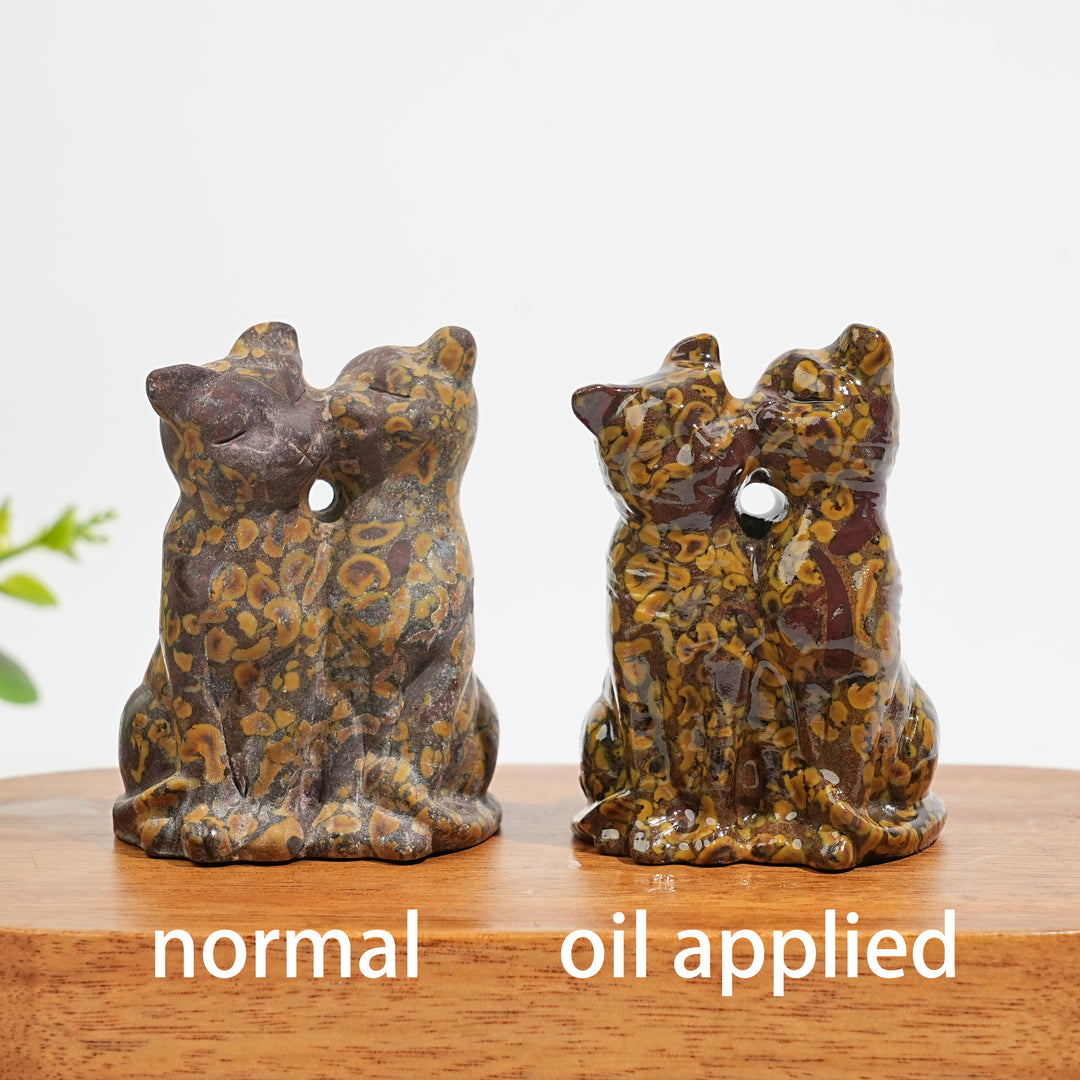 Natural Crystal Couple Cat Carving