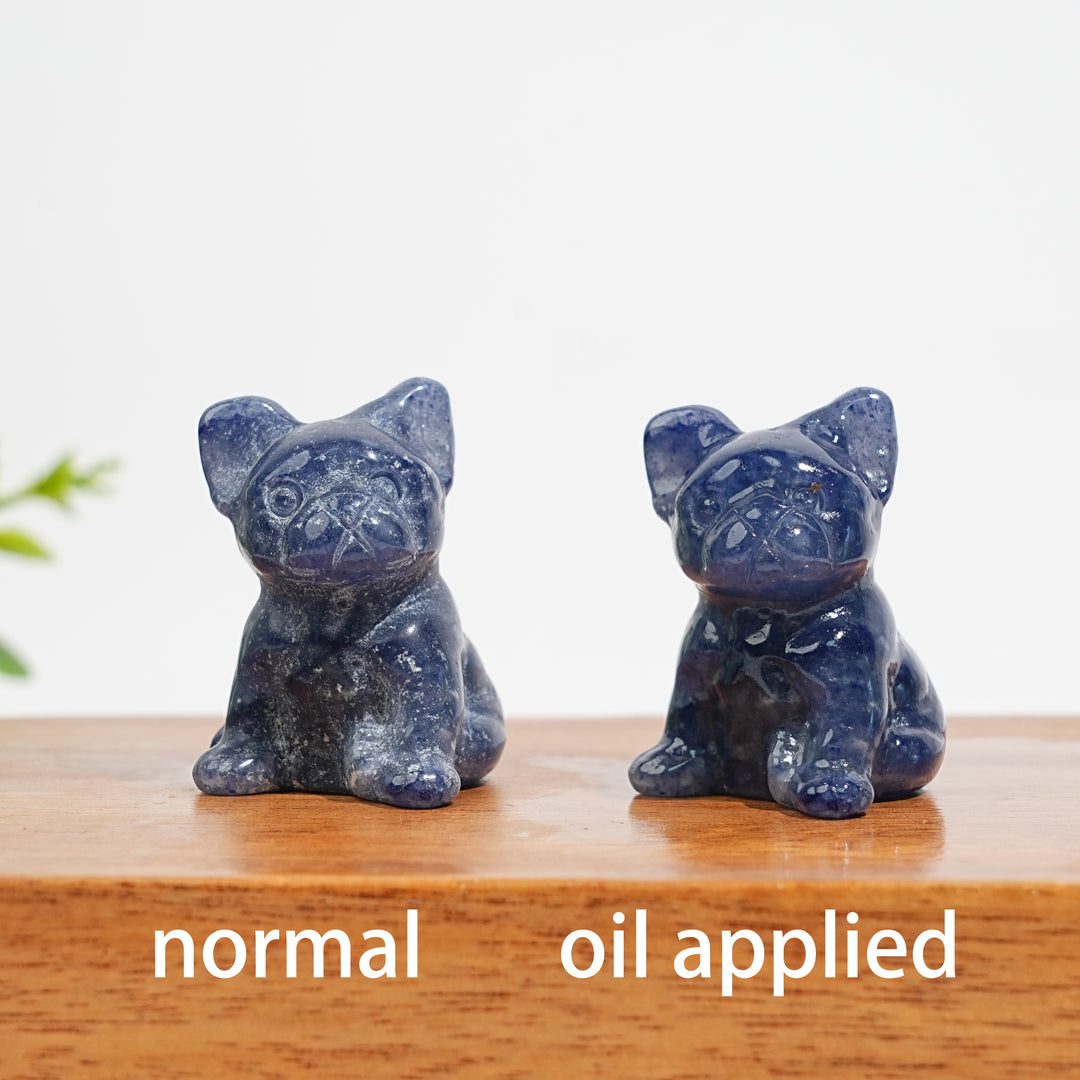 Natural Mini French Bulldog Crystal Carving