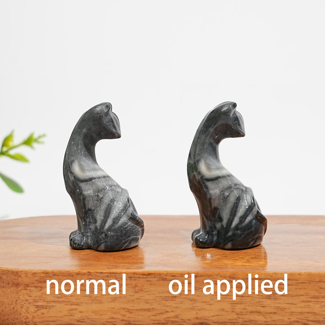 Natural Crystal Carving Looking Back Cat