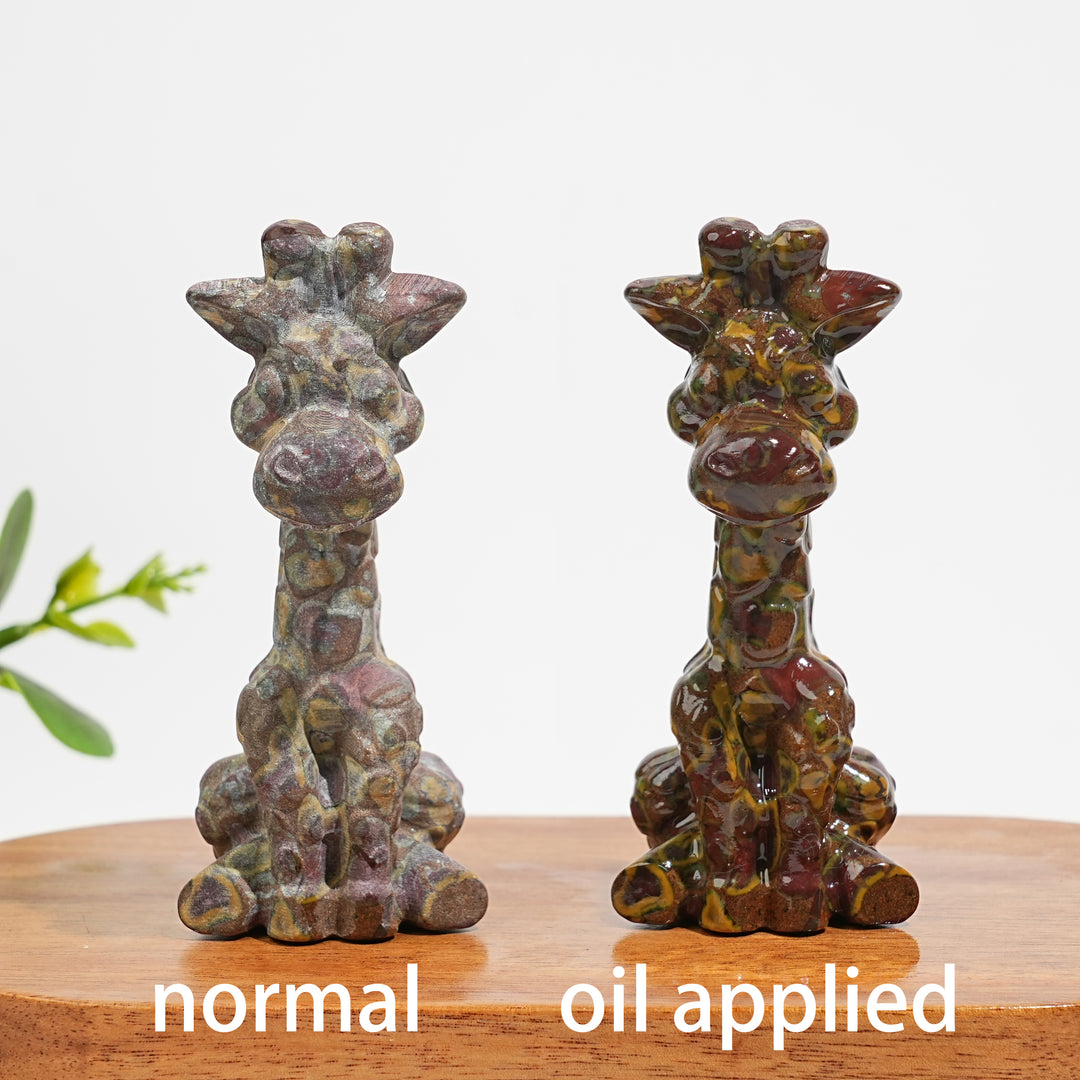 Natural Crystal Sweet Seated Giraffe Mini Carving