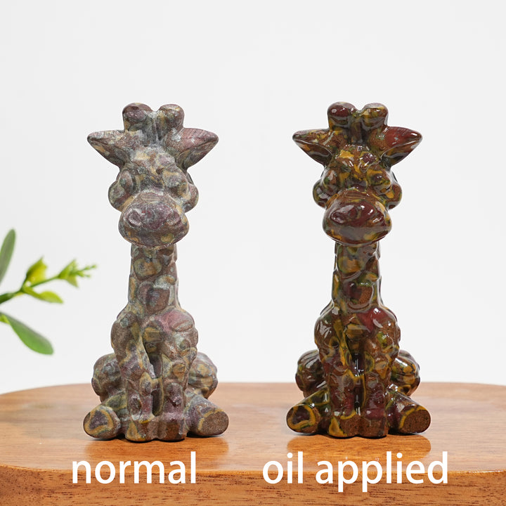 Natural Crystal Sweet Seated Giraffe Mini Carving