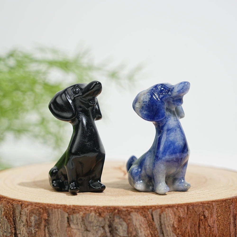 Natural Dachshund Crystal Carving