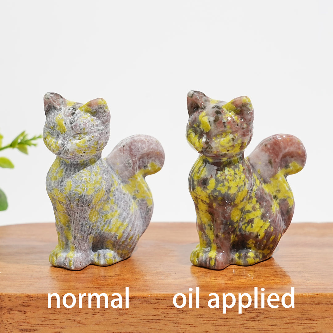 Natural Striped Cat Crystal Carving