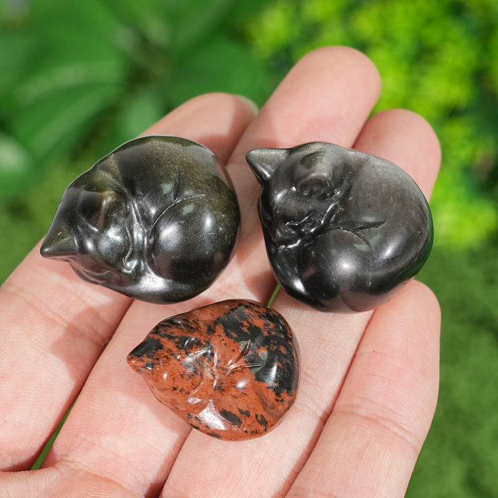 Natural Crystal Carving Sleeping Cat