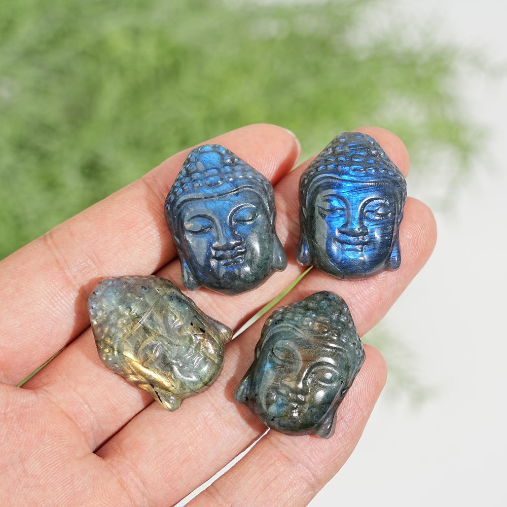 Natural Labradorite Buddha Head Carving