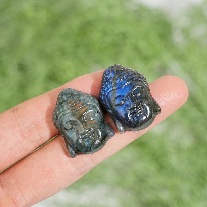 Natural Labradorite Buddha Head Carving