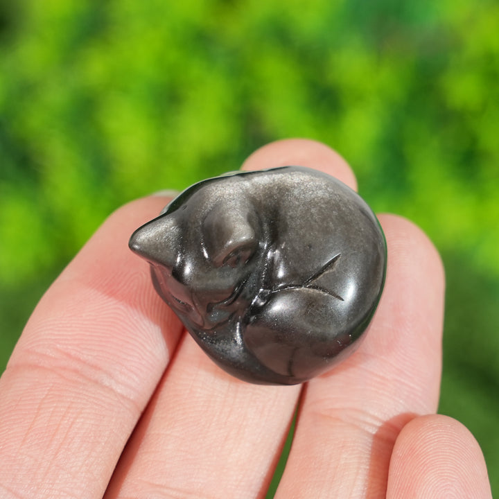 Natural Crystal Carving Sleeping Cat