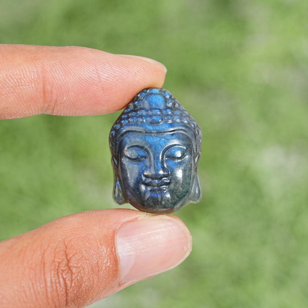 Natural Labradorite Buddha Head Carving