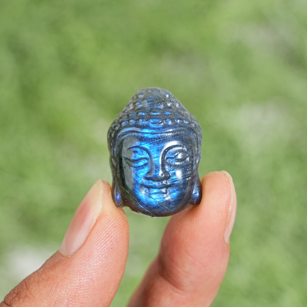 Natural Labradorite Buddha Head Carving