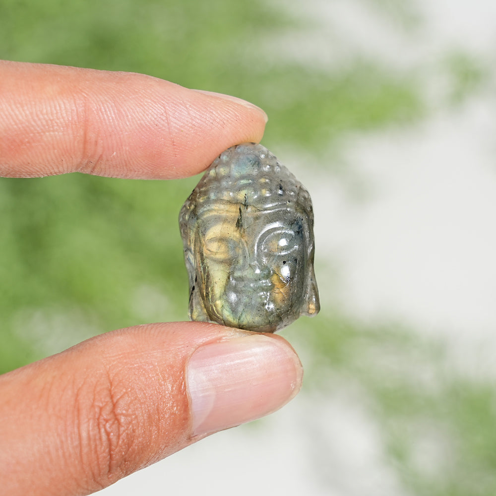 Natural Labradorite Buddha Head Carving