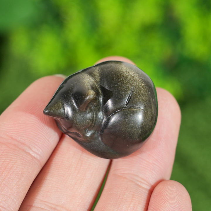 Natural Crystal Carving Sleeping Cat