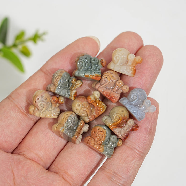 Natural Crystal Mini Alashan Agate Snail Carving