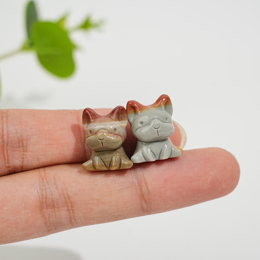 Natural Crystal Lovely Alashan Agate French Bulldog Carving
