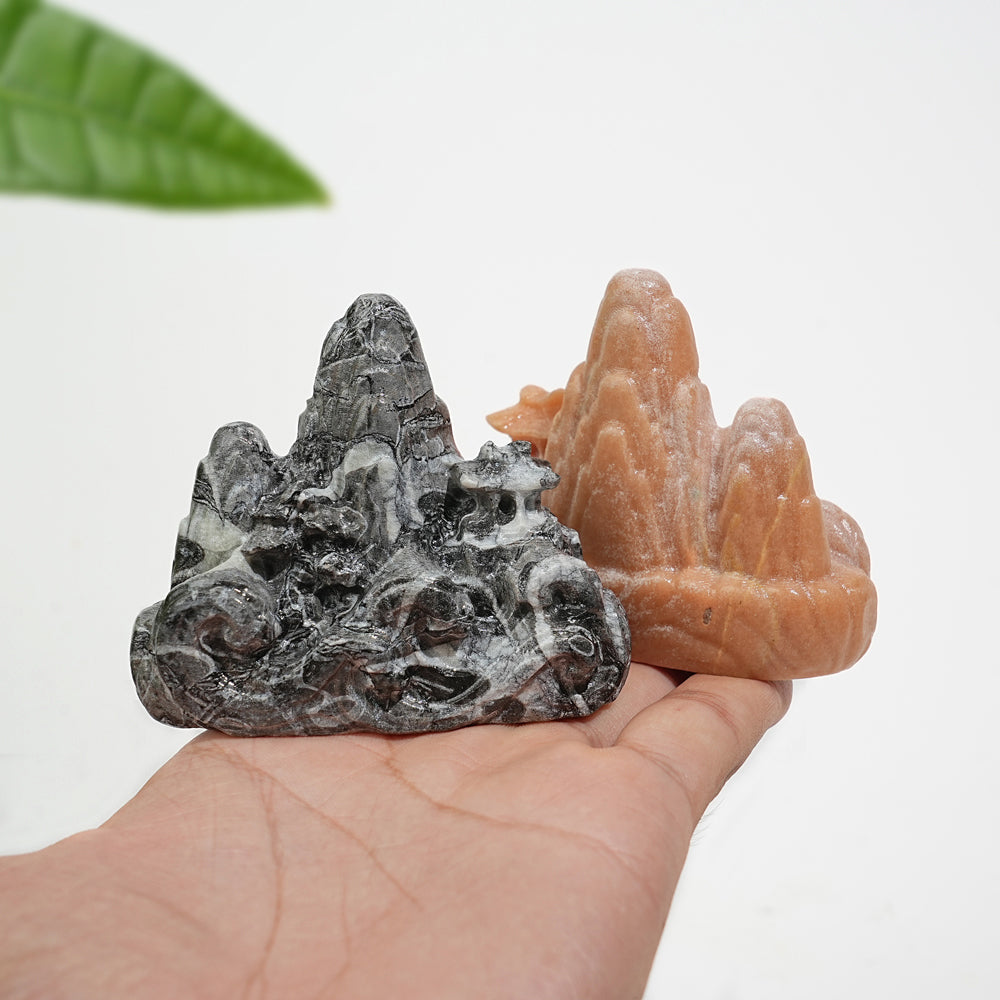 Natural Crystal Mountain And River Landscape Carving