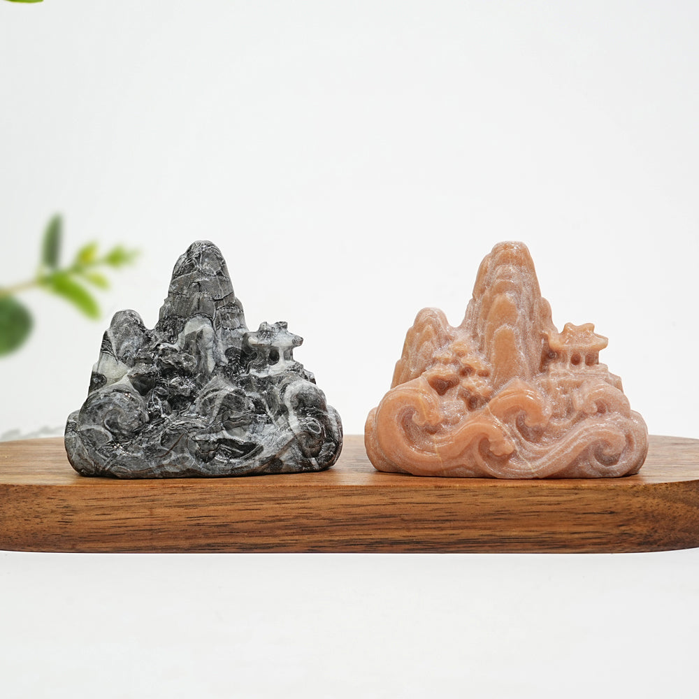 Natural Crystal Mountain And River Landscape Carving