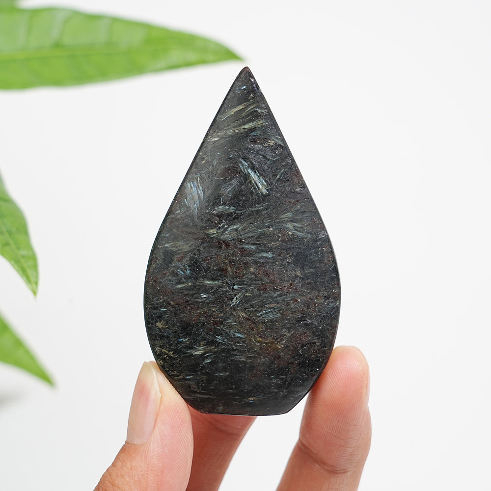 Natural Crystal Garnet With Arfvedsonite Teardrop