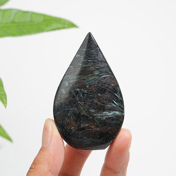 Natural Crystal Garnet With Arfvedsonite Teardrop