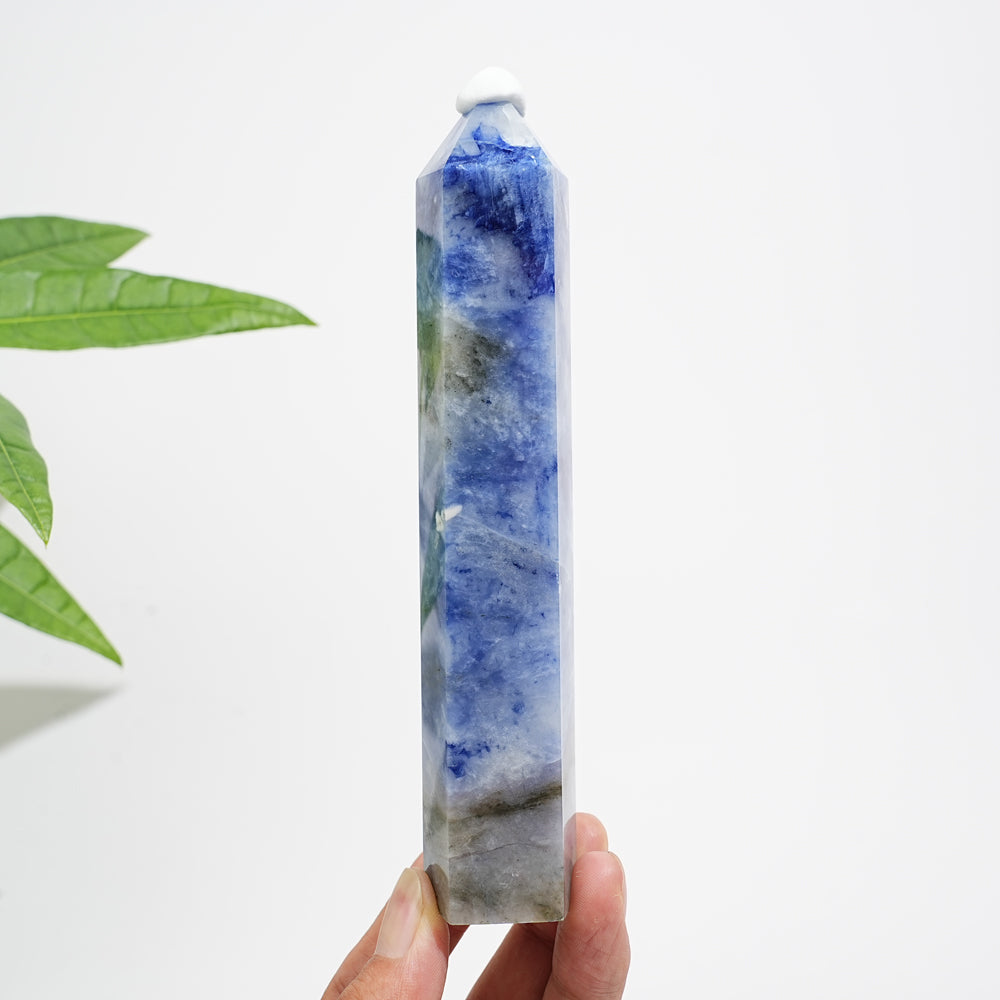 Unique,Natural Crystal Blue And White Porcelain Sodalite Point