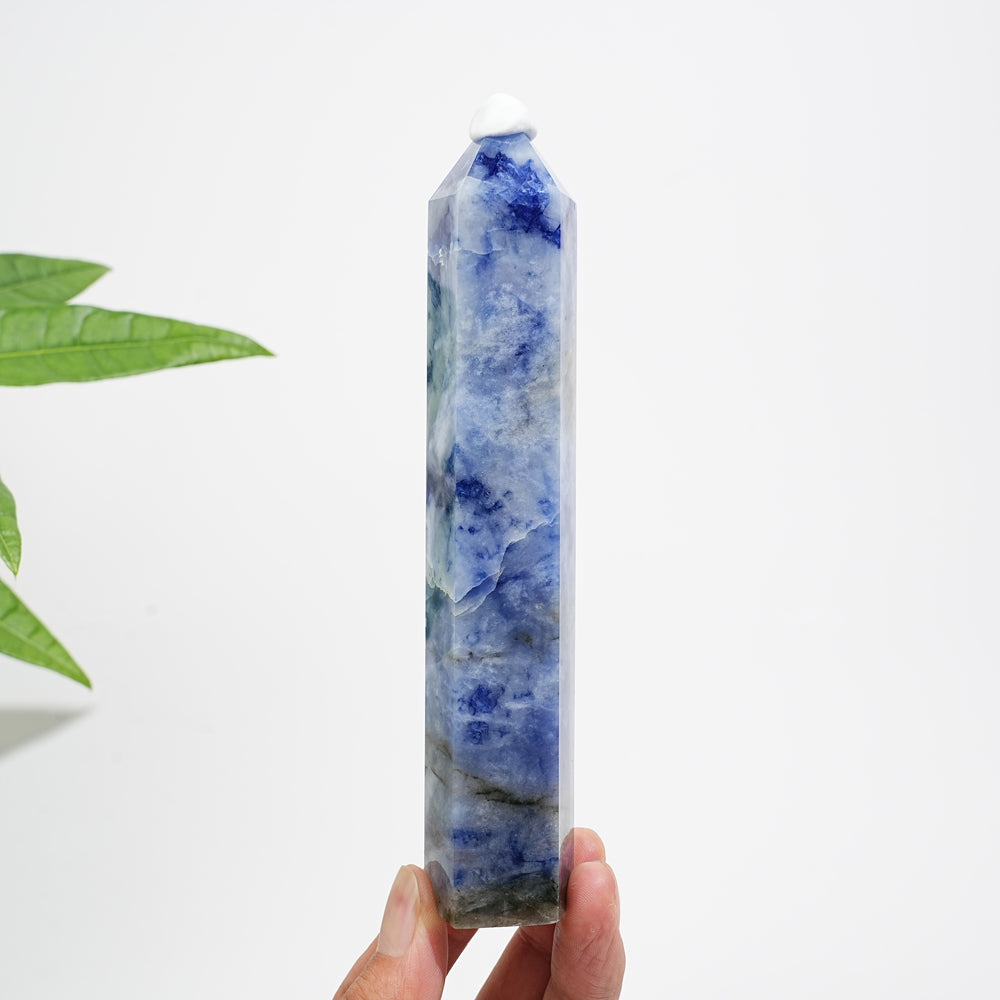 Unique,Natural Crystal Blue And White Porcelain Sodalite Point
