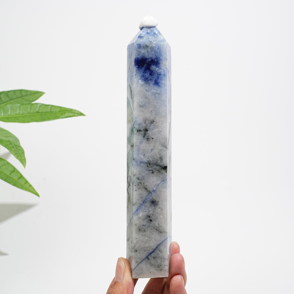 Unique,Natural Crystal Blue And White Porcelain Sodalite Point