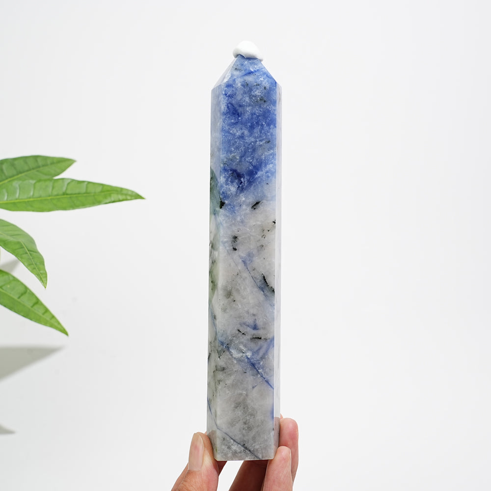 Unique,Natural Crystal Blue And White Porcelain Sodalite Point