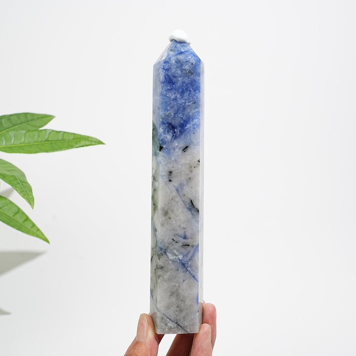 Unique,Natural Crystal Blue And White Porcelain Sodalite Point
