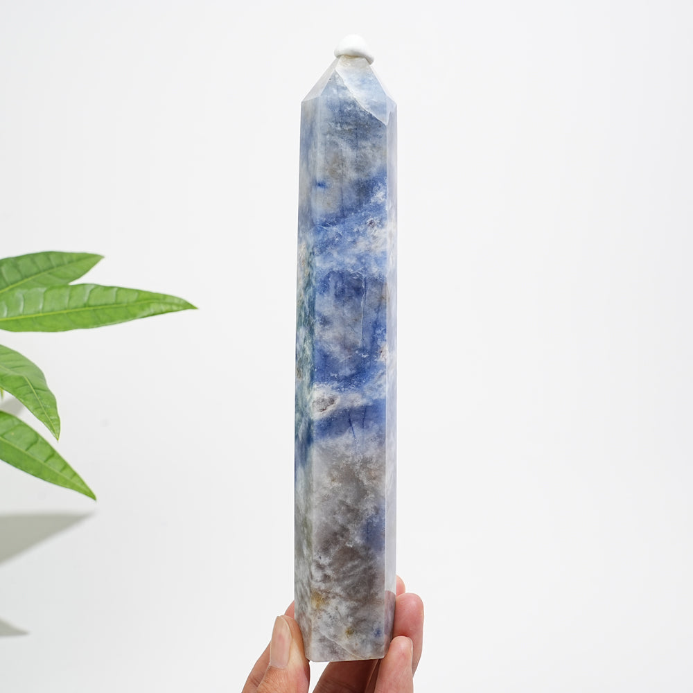 Unique,Natural Crystal Blue And White Porcelain Sodalite Point