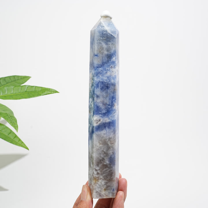 Unique,Natural Crystal Blue And White Porcelain Sodalite Point