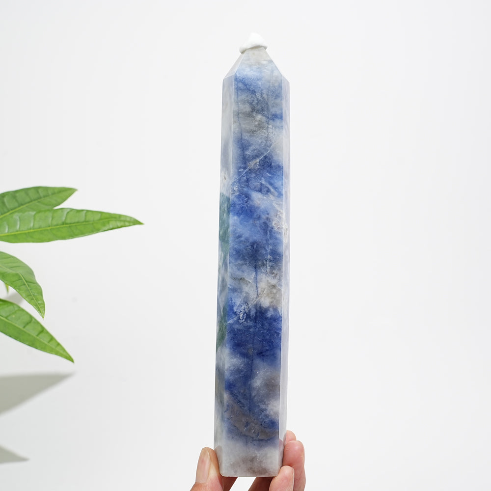 Unique,Natural Crystal Blue And White Porcelain Sodalite Point