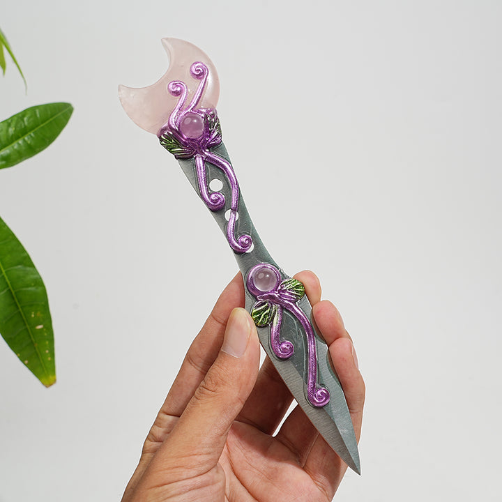 Natural Crystal Star & Moon Magical Dagger