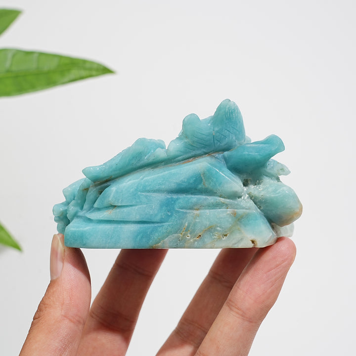 Unique,A Slightly Imperfect Natural Crystal Blue Quartzite Fish Family Carving