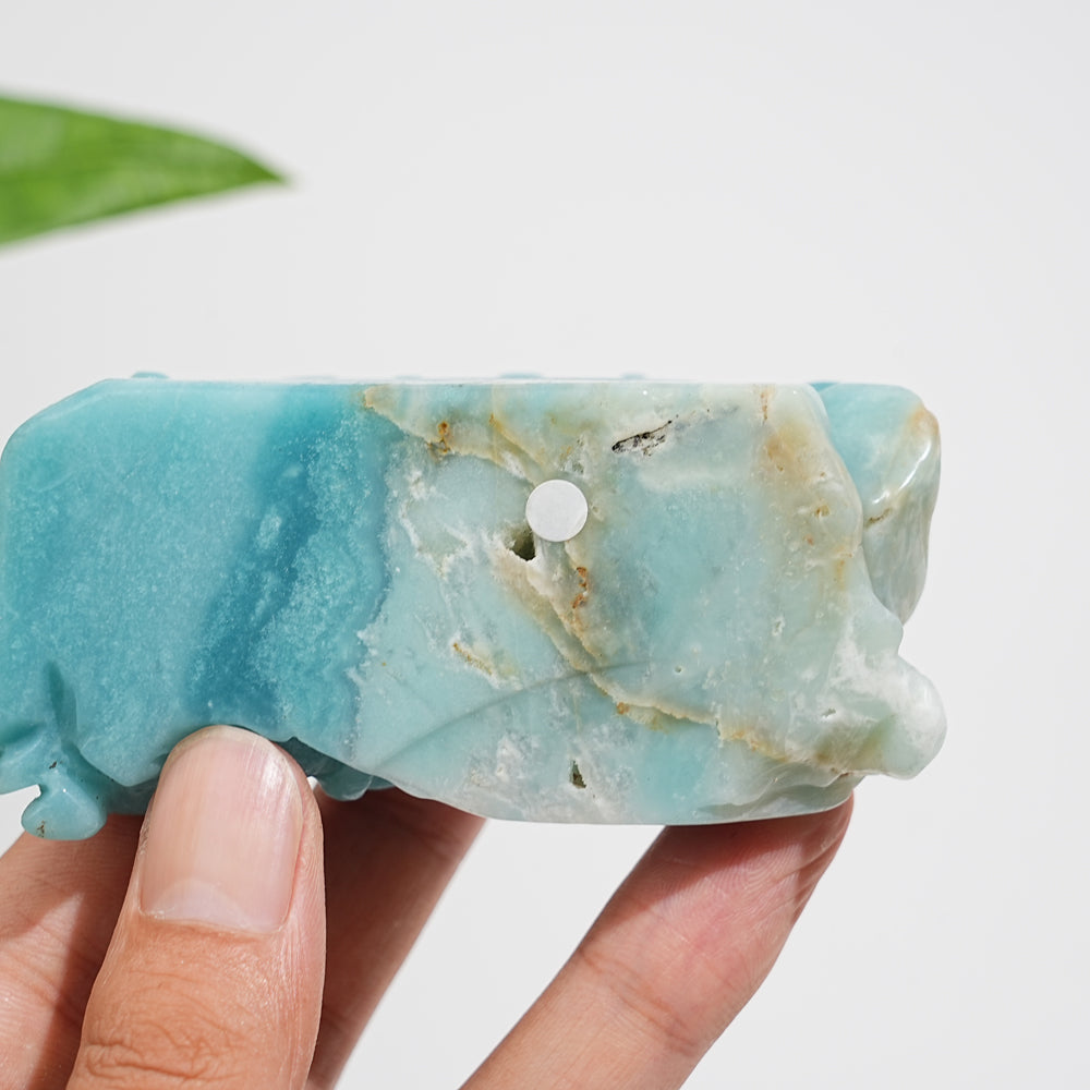 Unique,A Slightly Imperfect Natural Crystal Blue Quartzite Fish Family Carving