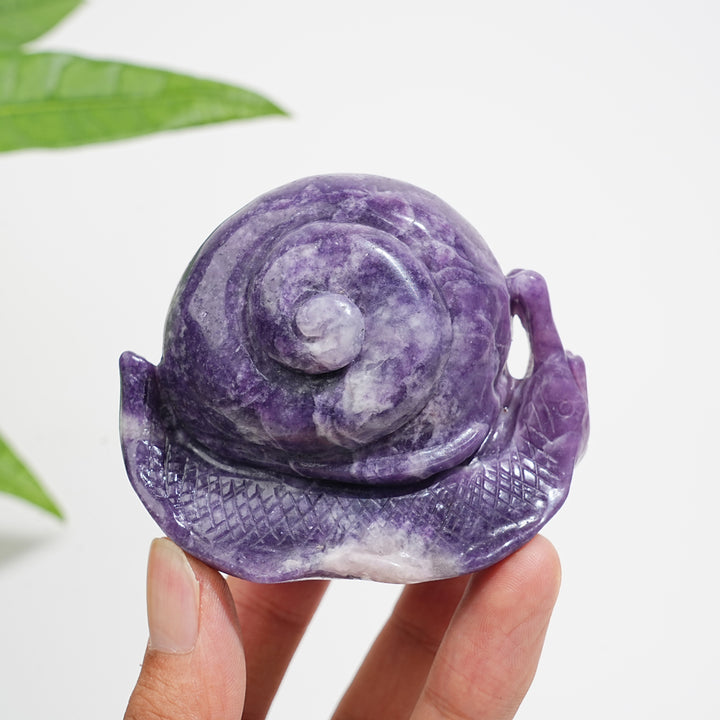 Unique,Natural Crystal Lepidolite Snail Carving