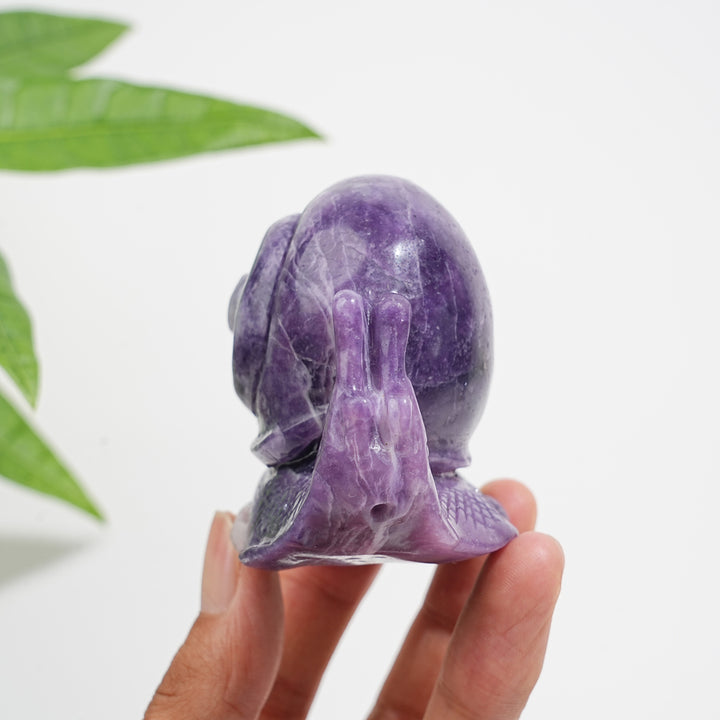 Unique,Natural Crystal Lepidolite Snail Carving