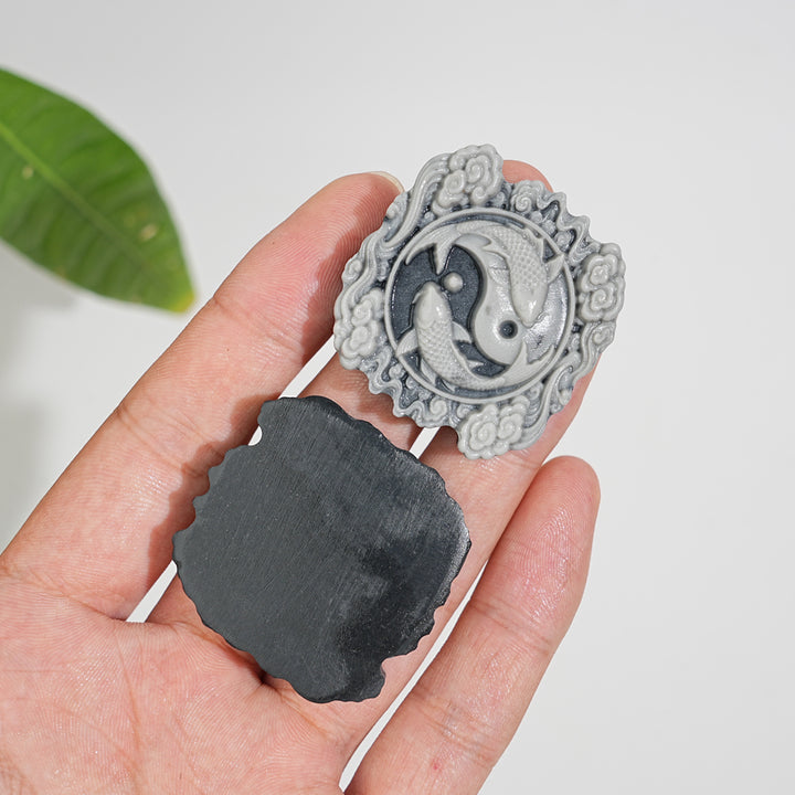 Natural Crystal Carving TaiJi Stone Koi Cloud