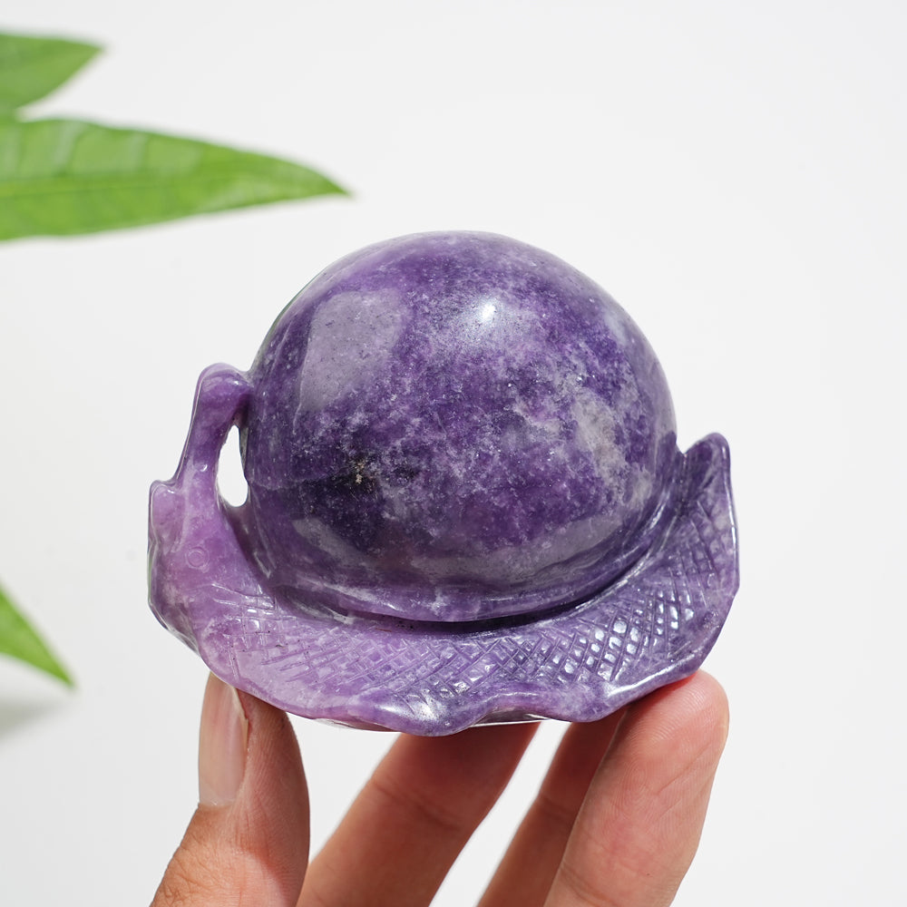 Unique,Natural Crystal Lepidolite Snail Carving