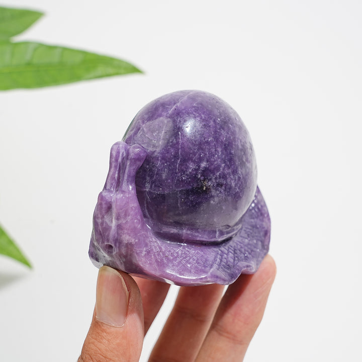 Unique,Natural Crystal Lepidolite Snail Carving