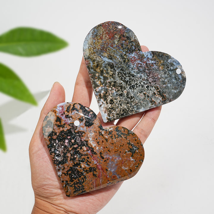 Unique,Imperfect Natural Crystal Exquisite Ocean Jasper Heart