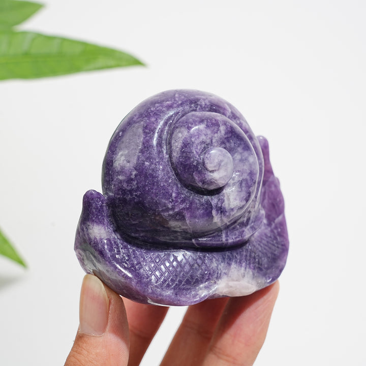 Unique,Natural Crystal Lepidolite Snail Carving