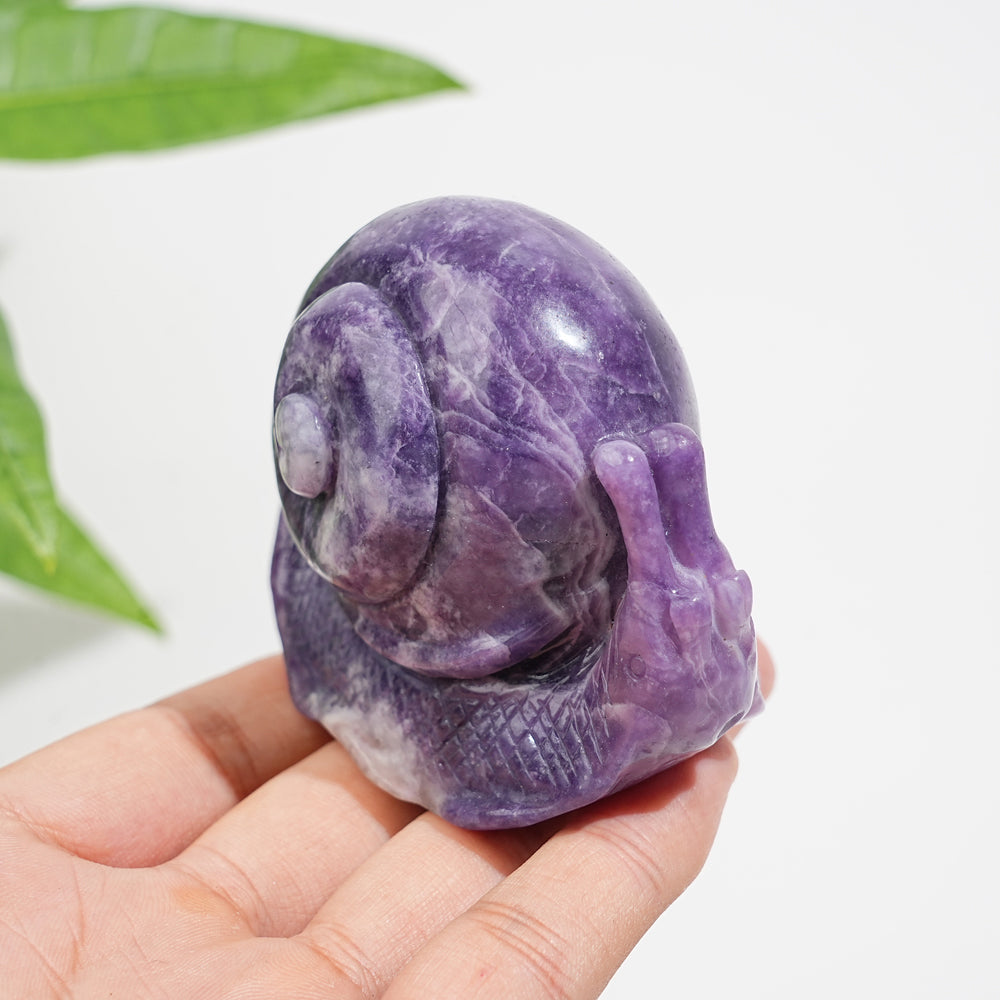 Unique,Natural Crystal Lepidolite Snail Carving