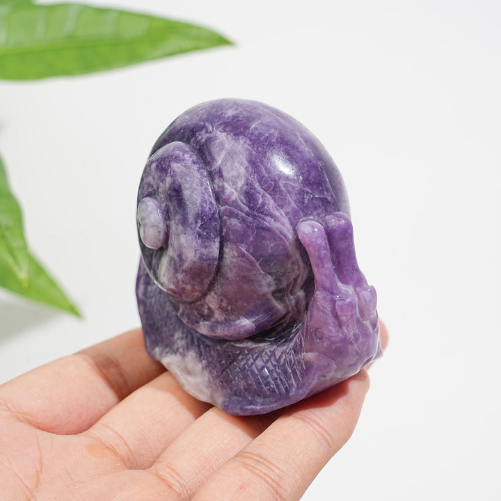 Unique,Natural Crystal Lepidolite Snail Carving