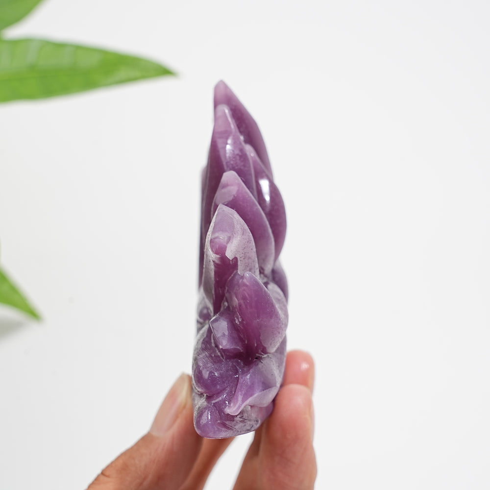 Unique,Natural Exquisite Crystal Lepidolite Nine-Tailed Fox Carving