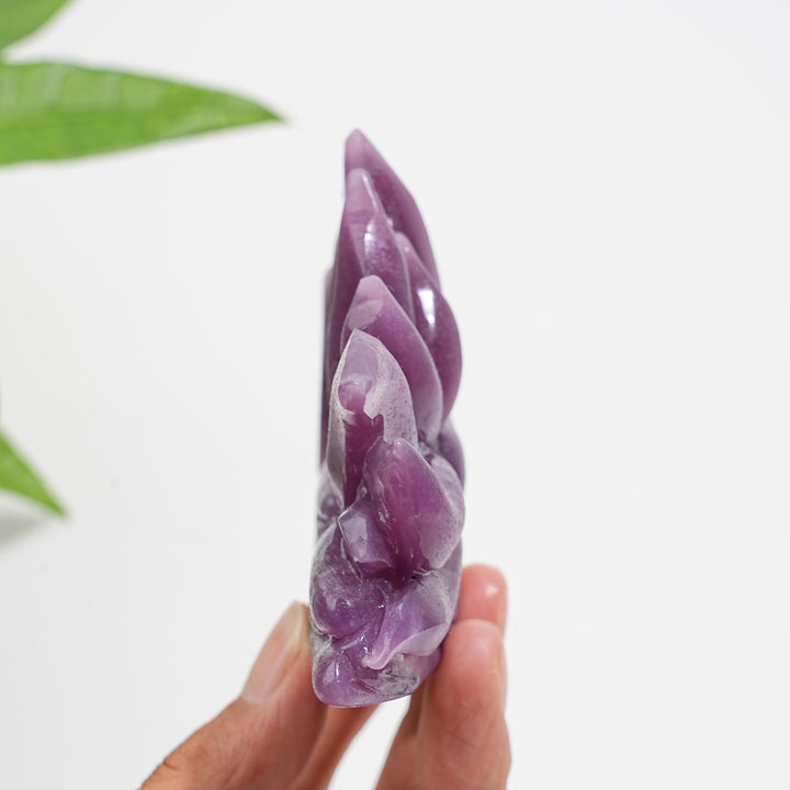 Unique,Natural Exquisite Crystal Lepidolite Nine-Tailed Fox Carving