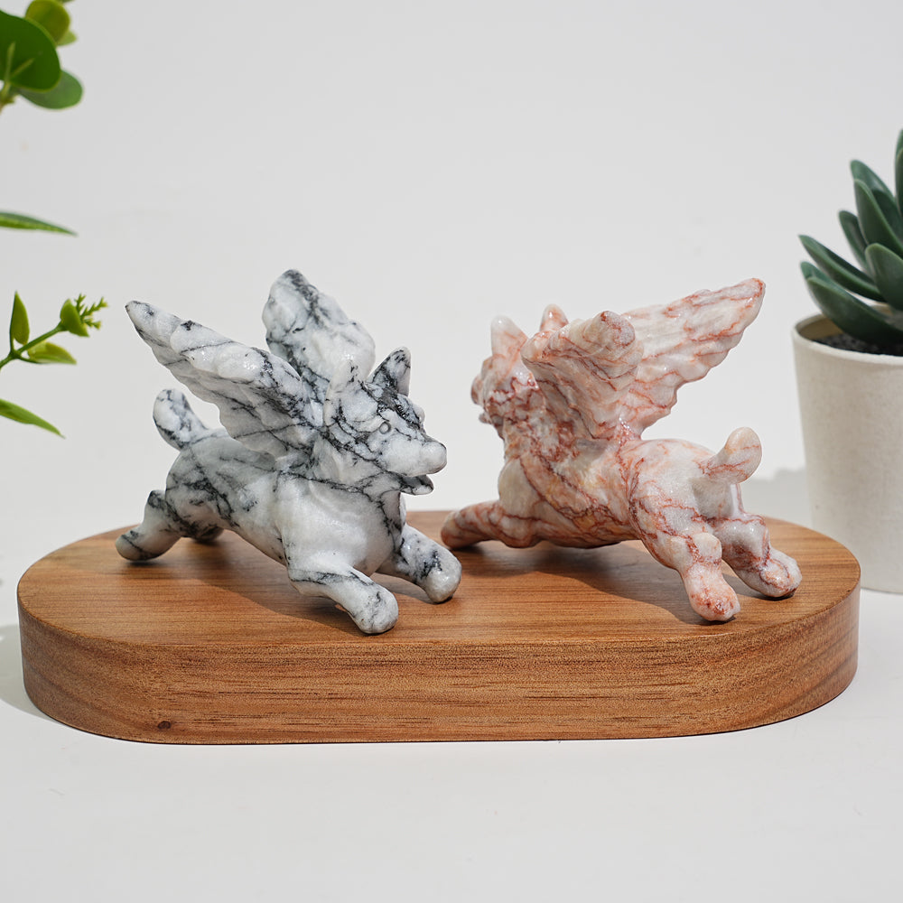 Natural Crystal Carving Winged Dog