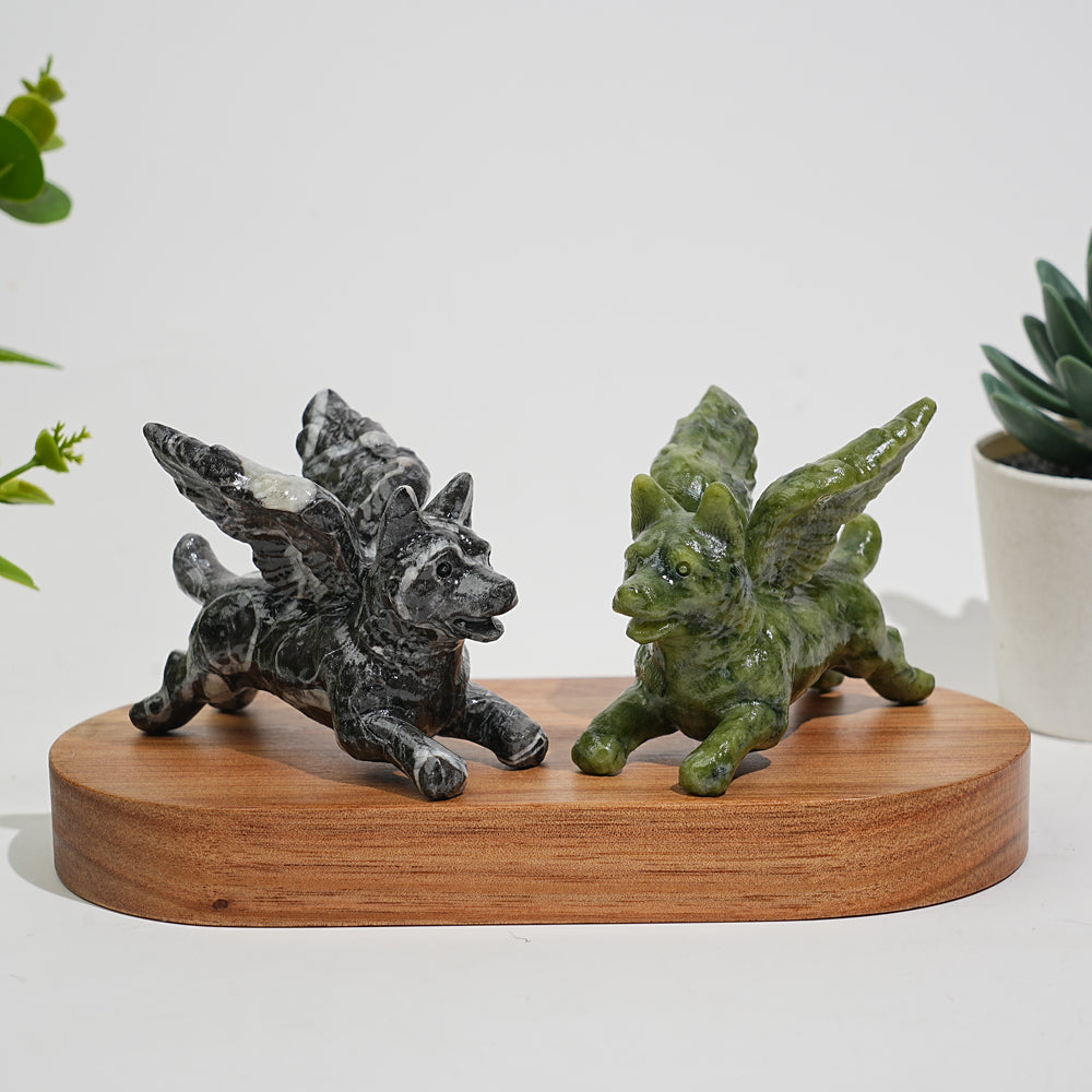Natural Crystal Carving Winged Dog